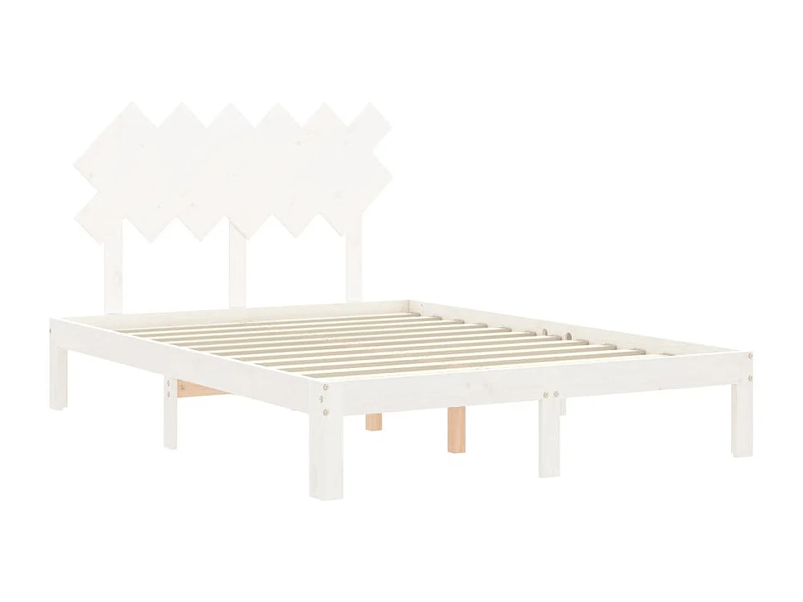 Cadre de lit avec tête de lit blanc double bois massif