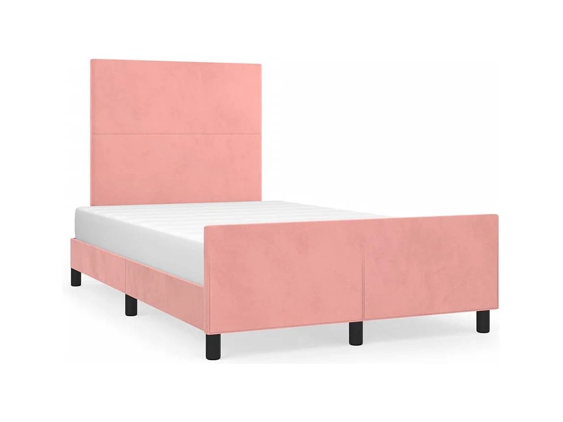 Cadre de lit avec tête de lit rose 120x190 velours