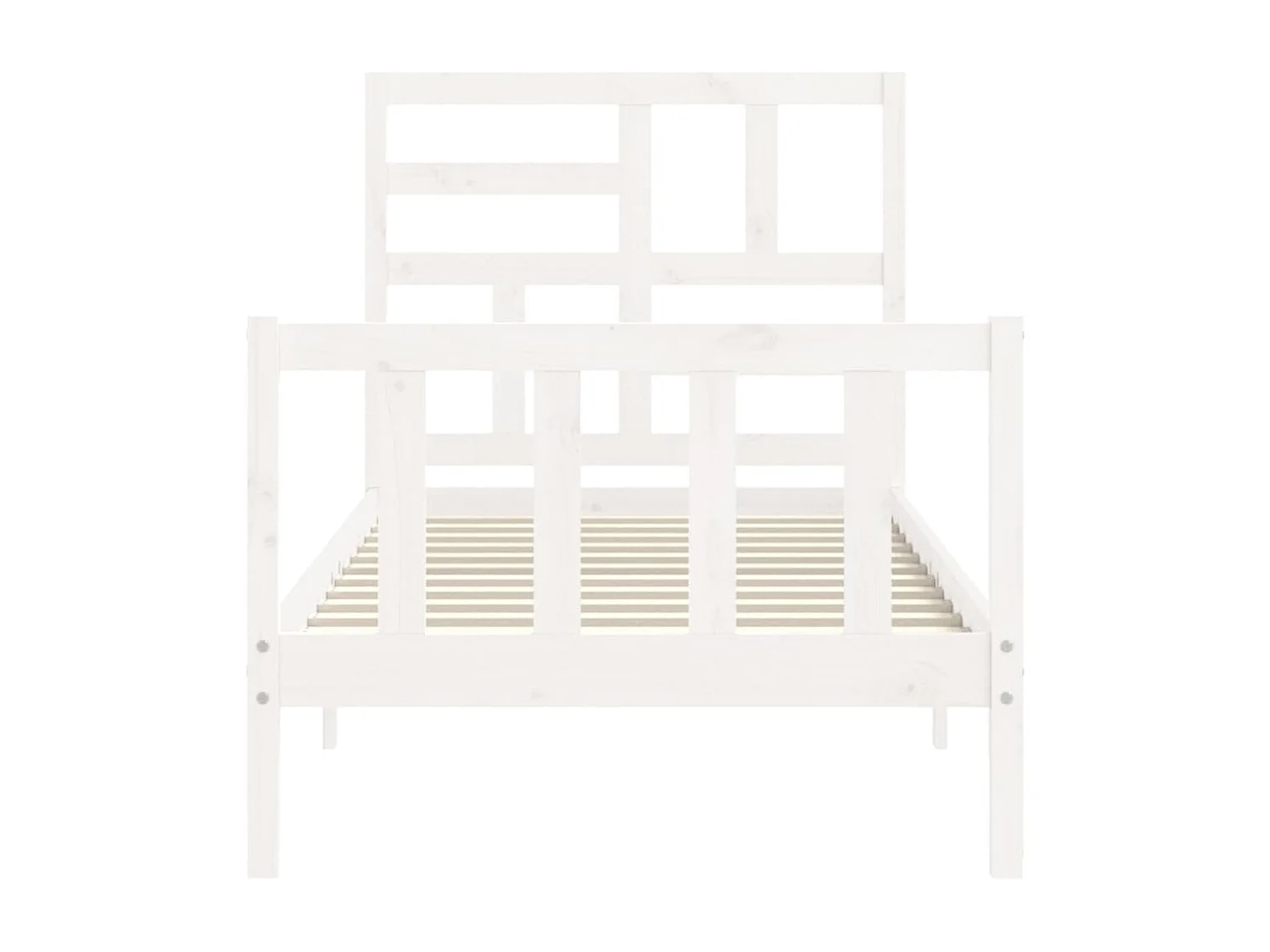 Cadre de lit avec tête de lit blanc petit simple bois massif