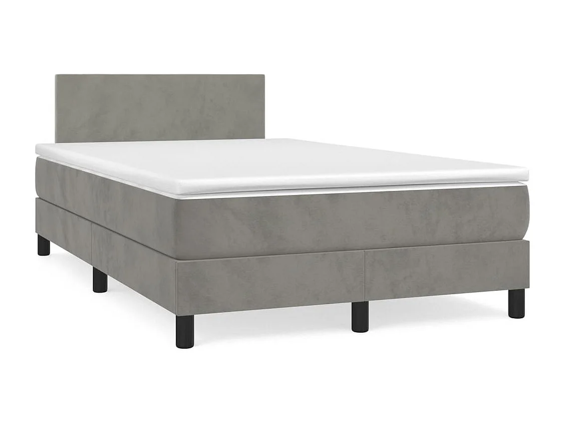 Sommier à lattes de lit avec matelas LED gris clair 120x190