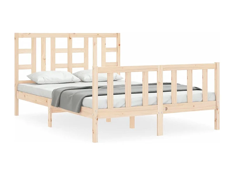 Cadre de lit avec tête de lit double bois massif
