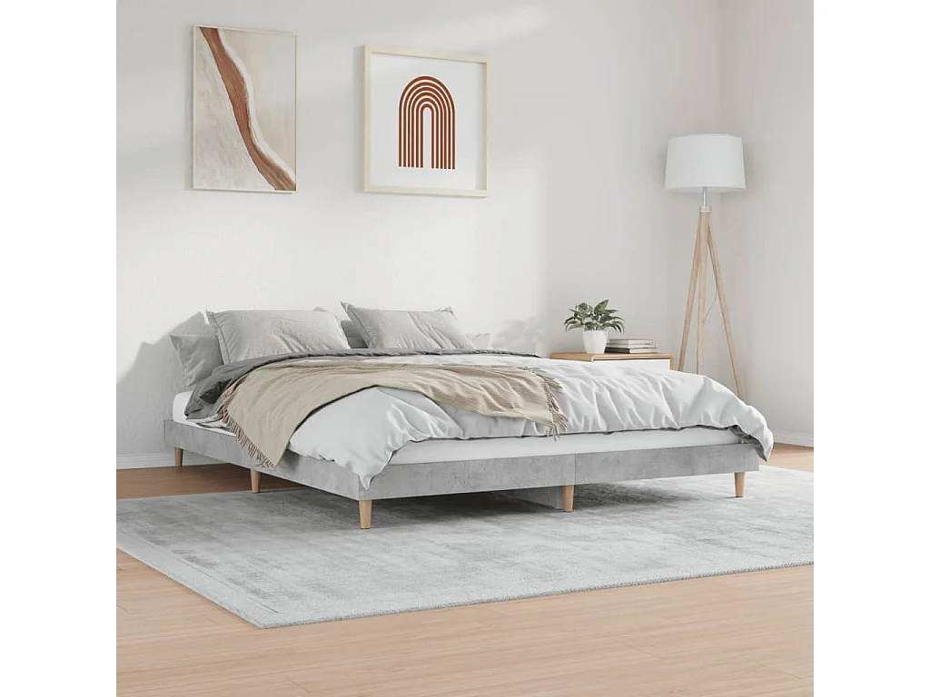 Cadre de lit gris béton 120x200 bois d'ingénierie
