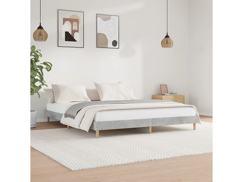 vidaXL Estructura de cama madera de ingeniería gris hormigón 120x200cm