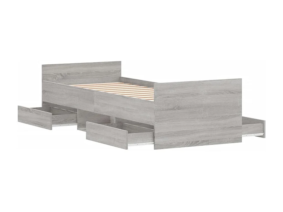 Cadre de lit tête de lit et pied de lit sonoma gris 75x190