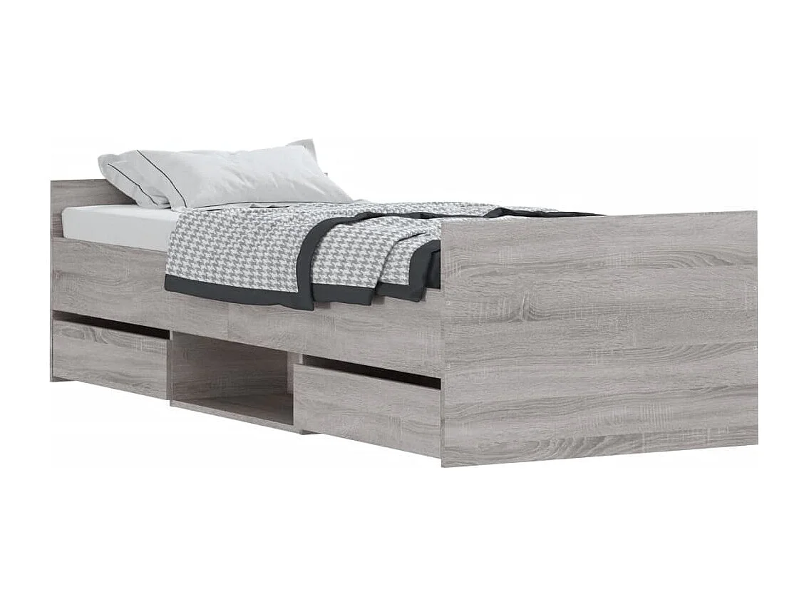 Bedframe met hoofd- en voeteneinde grijs sonoma 75x190 cm