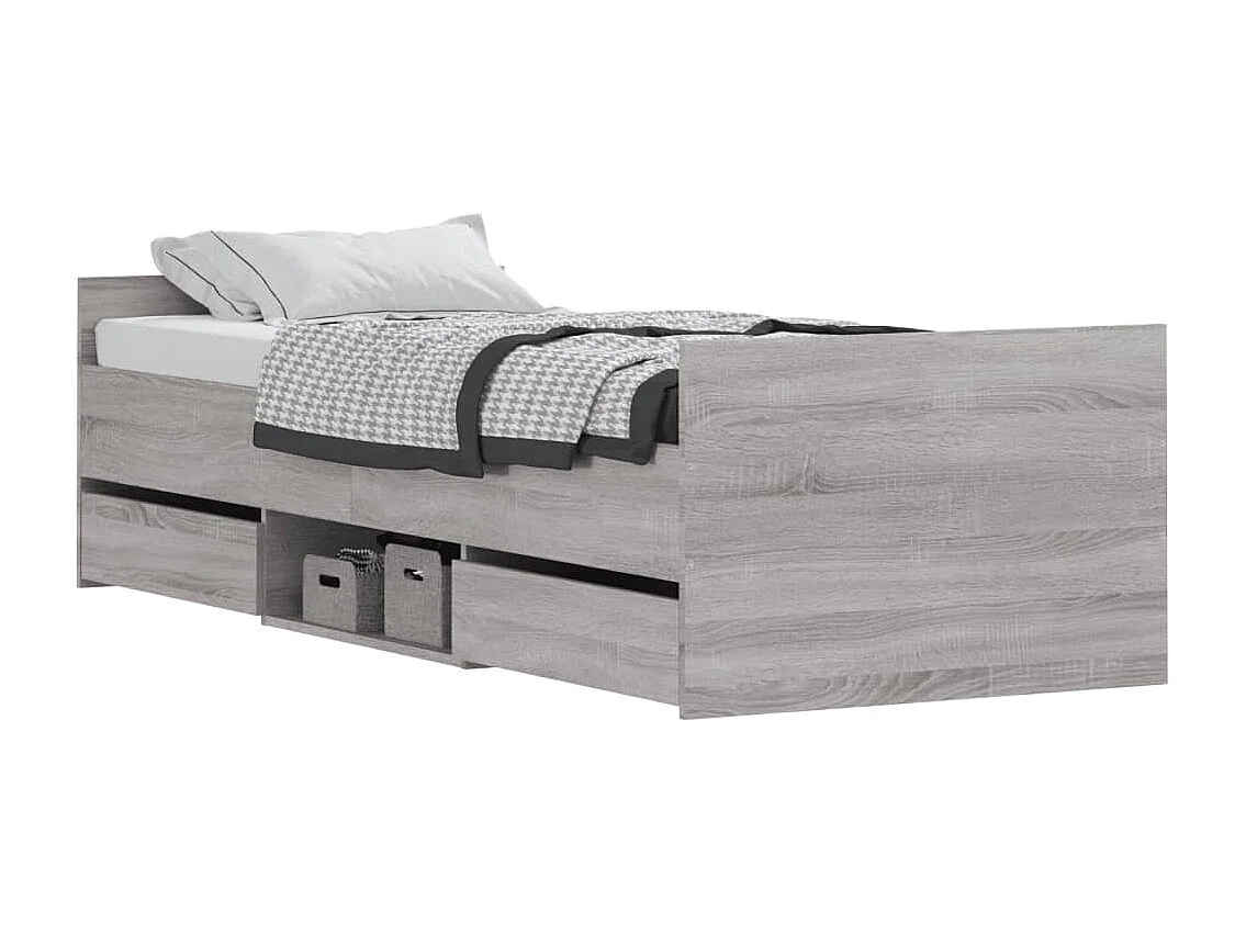 Bedframe met hoofd- en voeteneinde grijs sonoma 75x190 cm