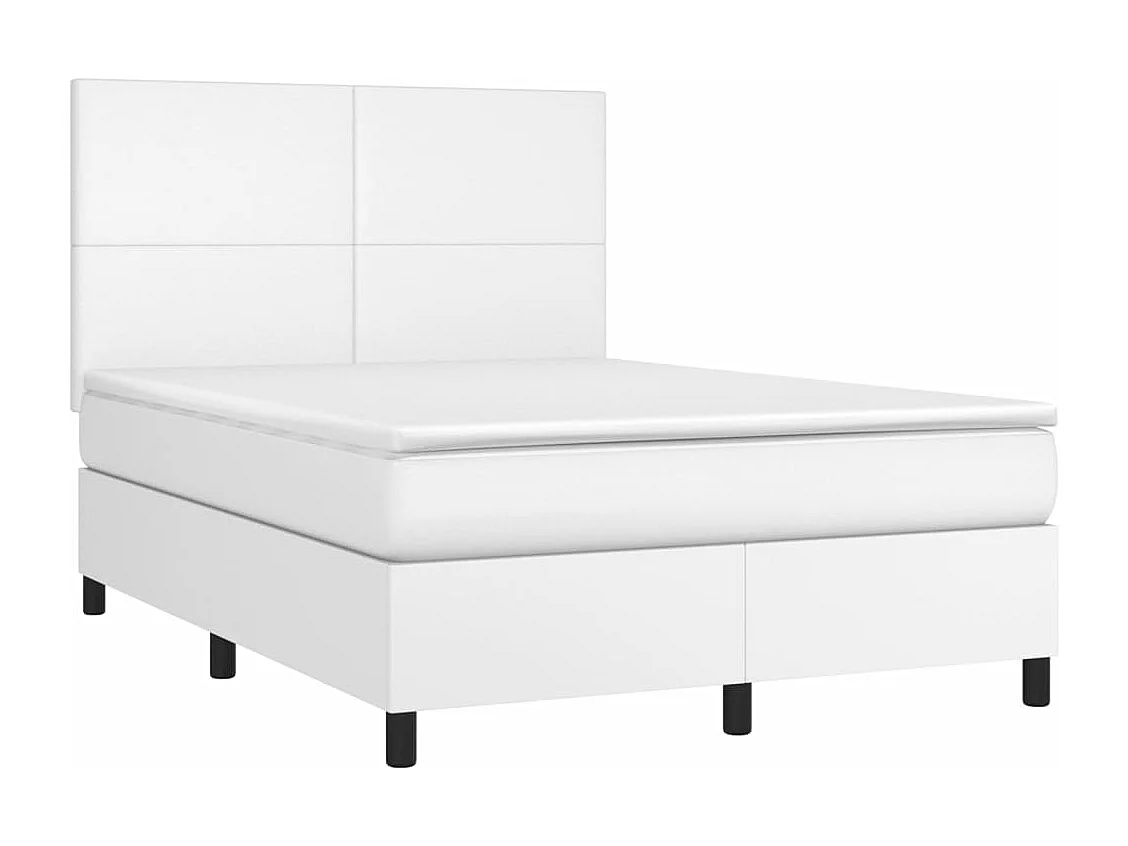 Sommier à lattes de lit avec matelas et LED Blanc 140x190