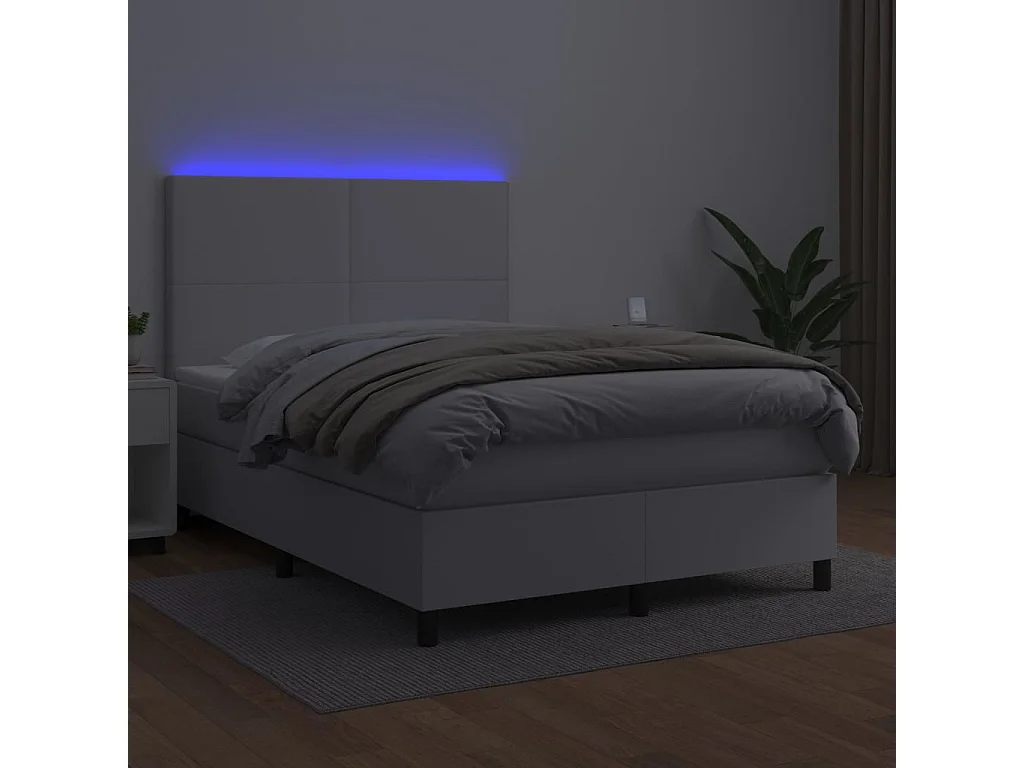 Sommier à lattes de lit avec matelas et LED Blanc 140x190