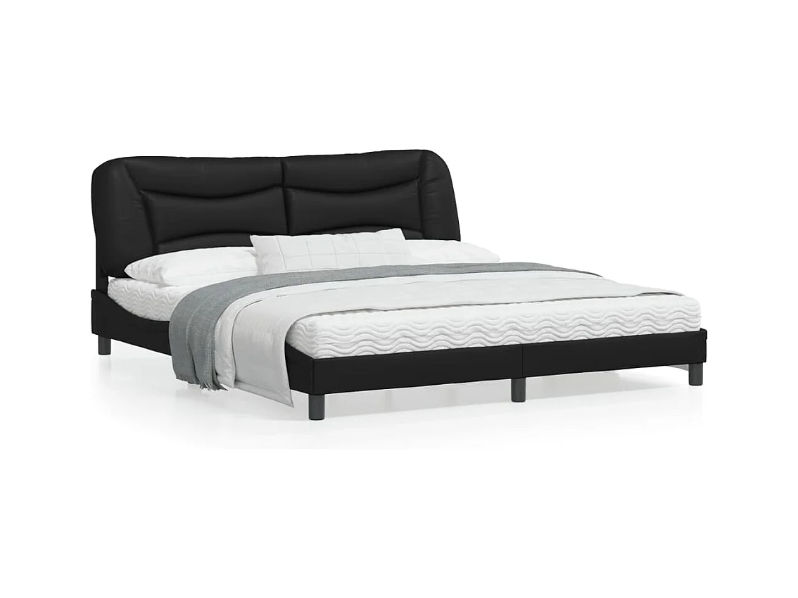 Bedframe met hoofdbord kunstleer zwart 180x200 cm