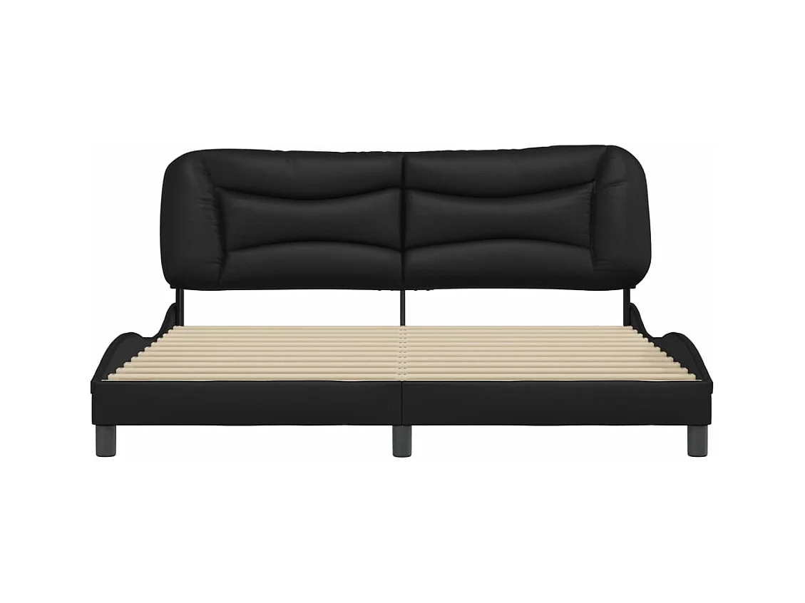 Cadre de lit avec tête de lit Noir 180x200 Similicuir