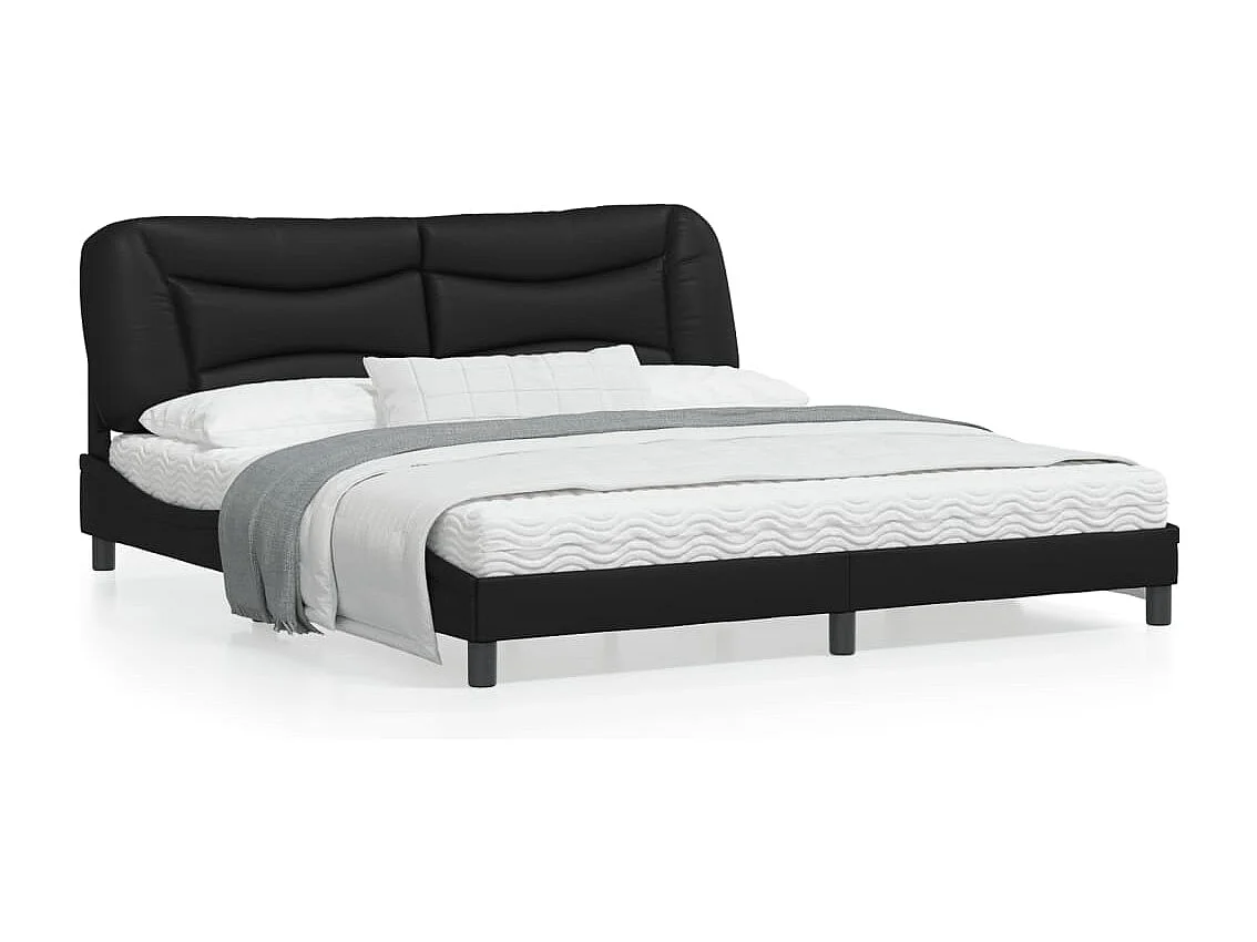 Bedframe met hoofdbord kunstleer zwart 180x200 cm