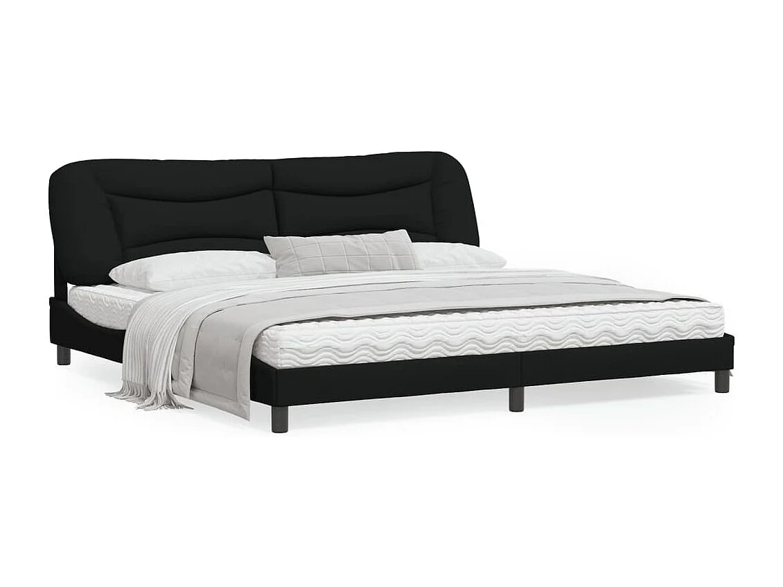 Cadre de lit avec tête de lit Noir 200x200 Tissu