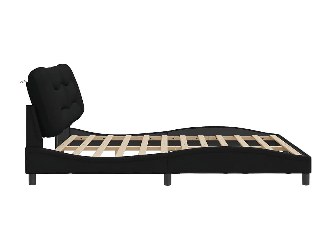 Cadre de lit avec tête de lit Noir 200x200 Tissu