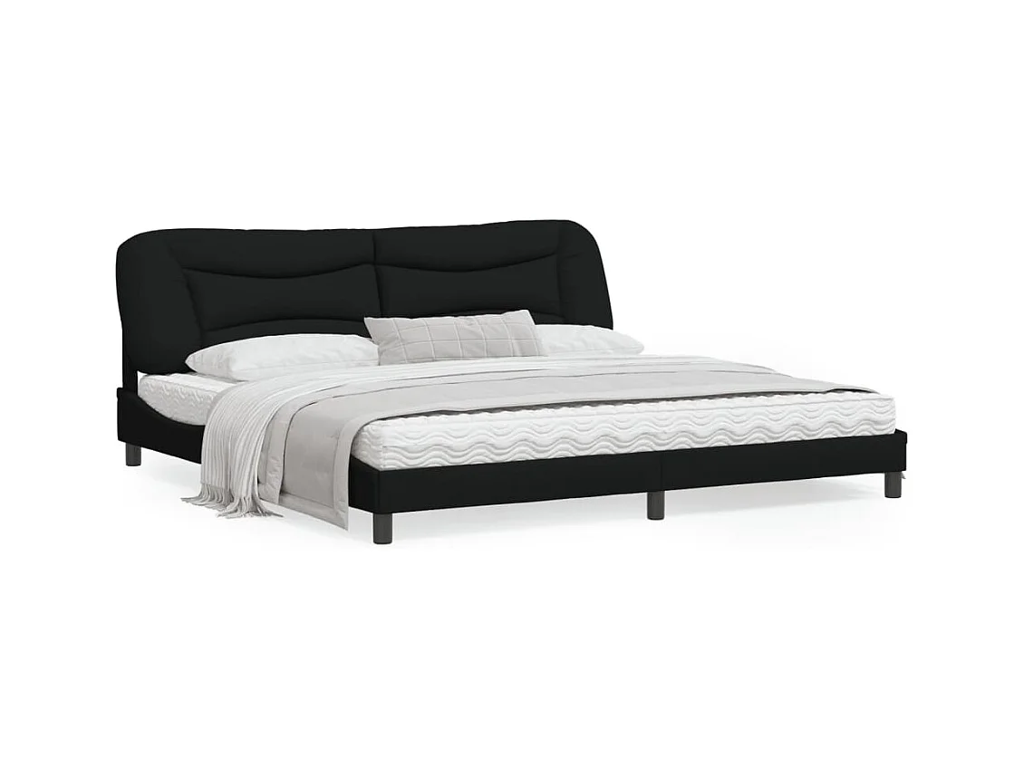 Cadre de lit avec tête de lit Noir 200x200 Tissu