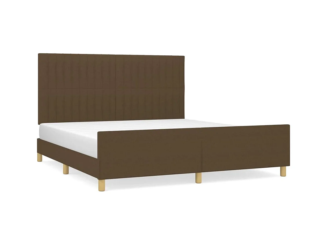 Lit avec tête de lit Marron foncé 180x200 Tissu