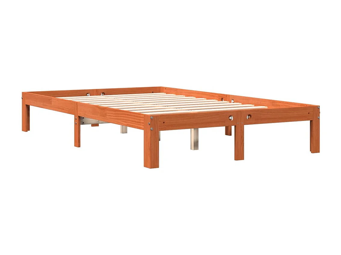 Cadre de lit marron 140x200 bois de pin massif