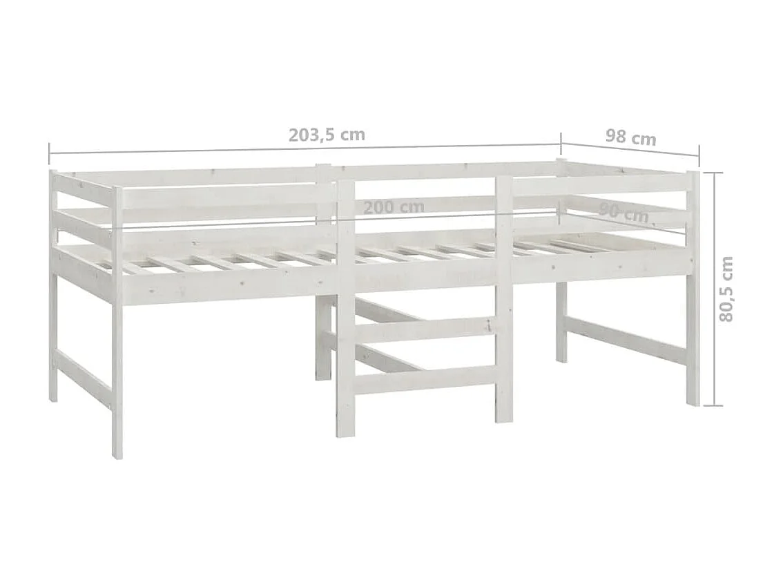 Cadre de lit Blanc 90x200 Bois de pin massif