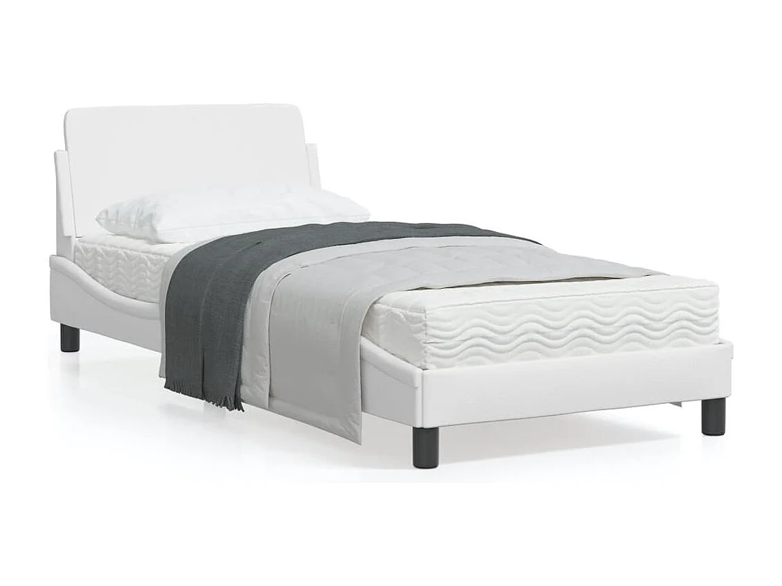 Cadre de lit avec tête de lit Blanc 80x200 Similicuir