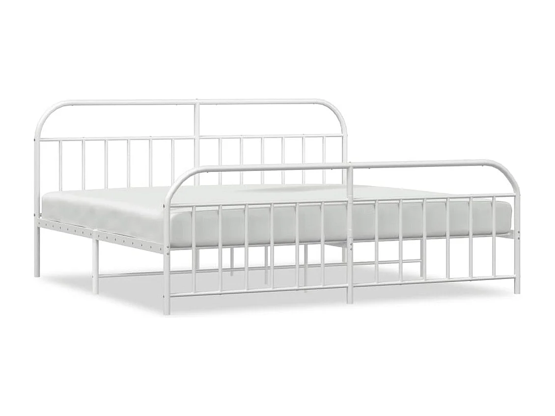 Cadre de lit métal avec tête de lit-pied de lit blanc 193x203
