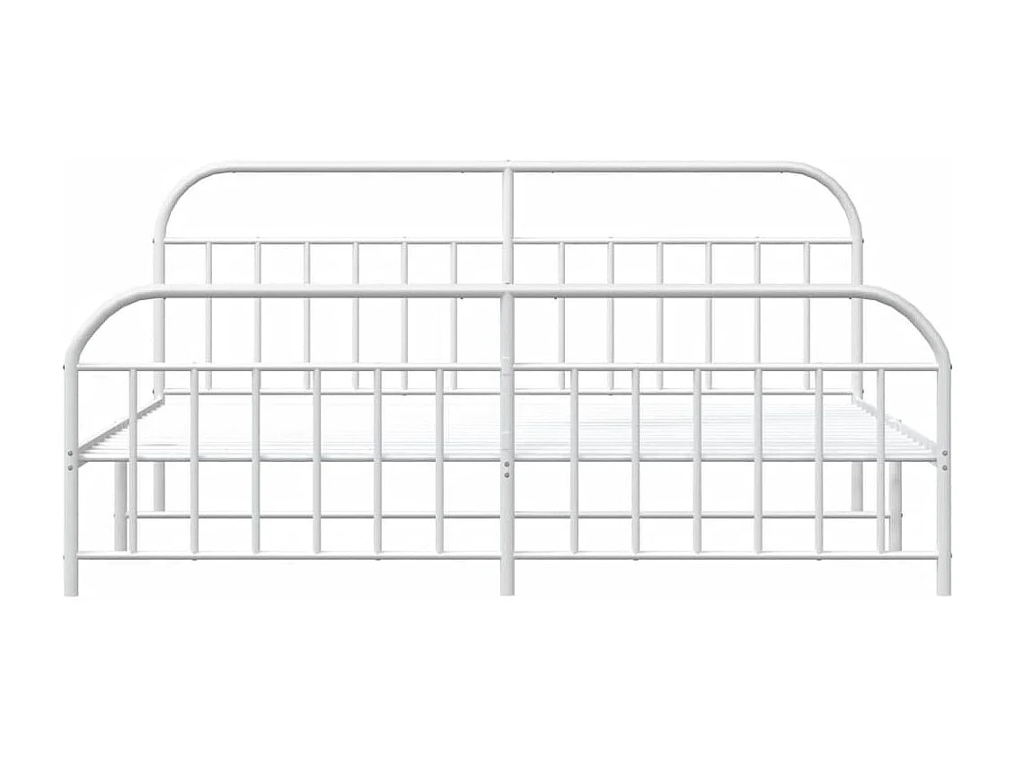 Cadre de lit métal avec tête de lit-pied de lit blanc 193x203