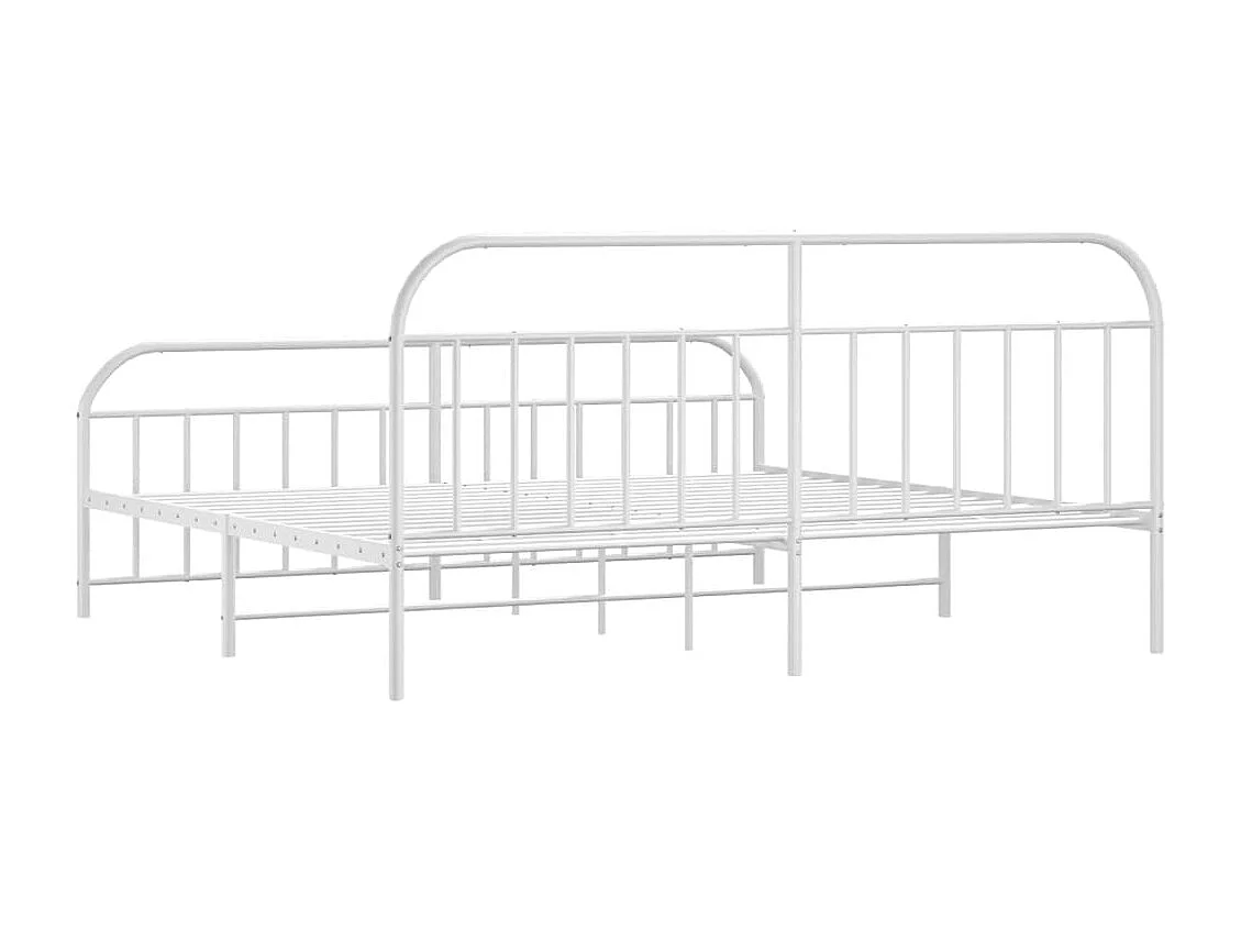 Cadre de lit métal avec tête de lit-pied de lit blanc 193x203