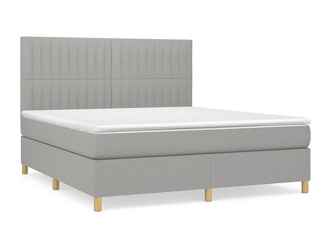 Lit à sommier tapissier avec matelas Gris clair 160x200 Tissu 5