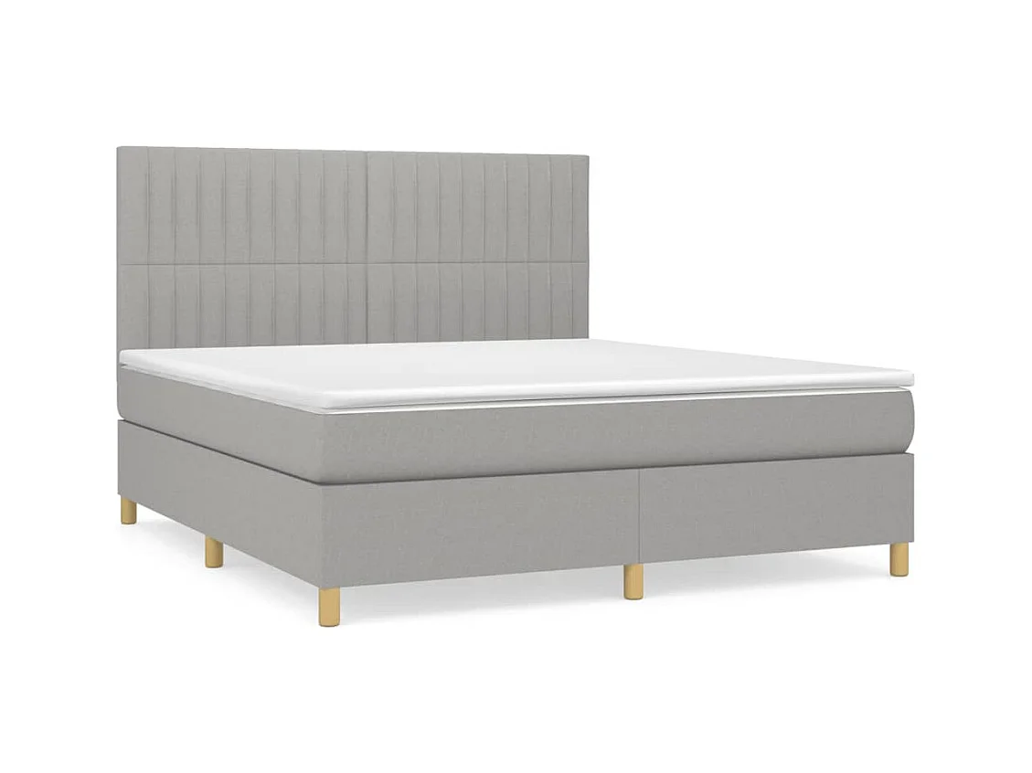Lit à sommier tapissier avec matelas Gris clair 160x200 Tissu 5