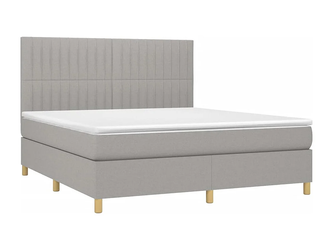 Lit à sommier tapissier avec matelas Gris clair 160x200 Tissu 5