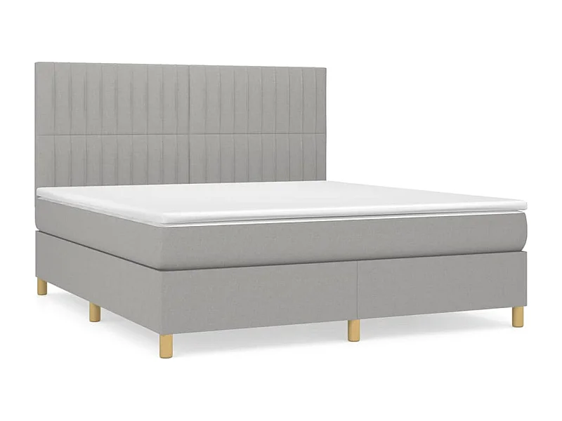 Lit à sommier tapissier avec matelas Gris clair 160x200 Tissu 5