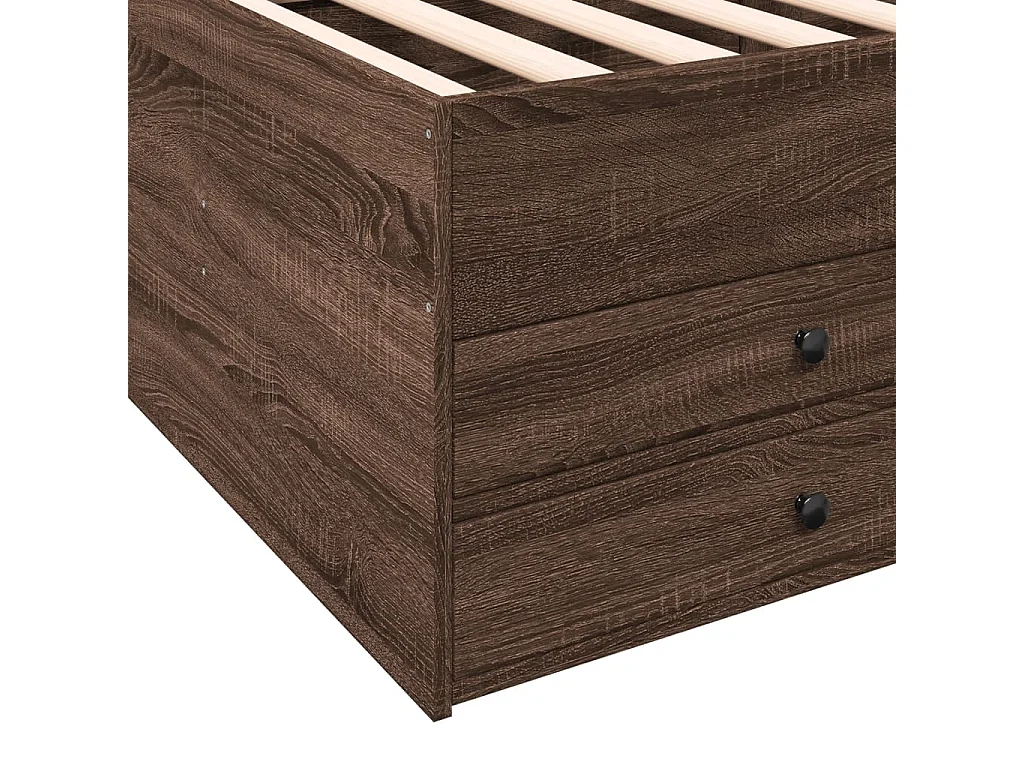Lit de jour et tiroirs chêne marron 90x200 bois d'ingénierie