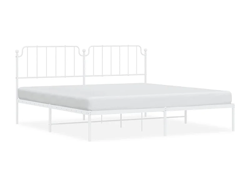 Cadre de lit métal avec tête de lit blanc 193x203