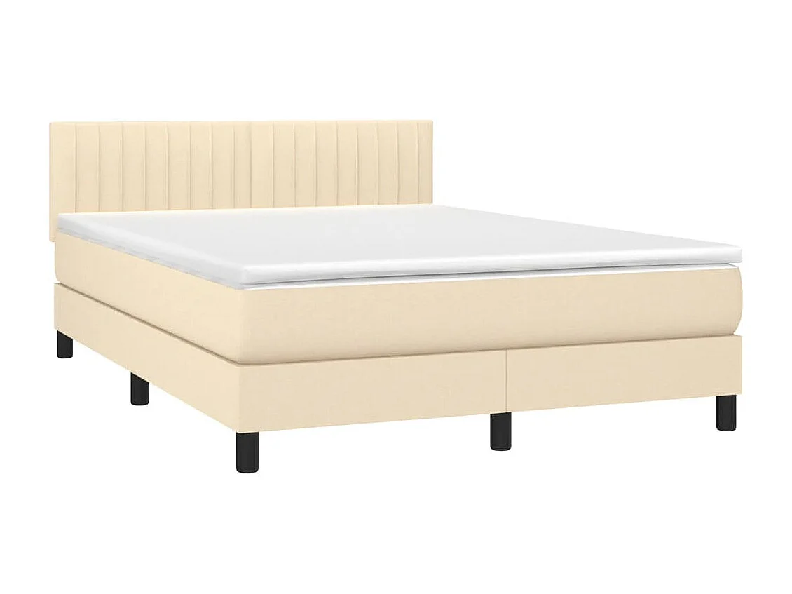 Lit à sommier tapissier avec matelas Crème 140x200 Tissu 3