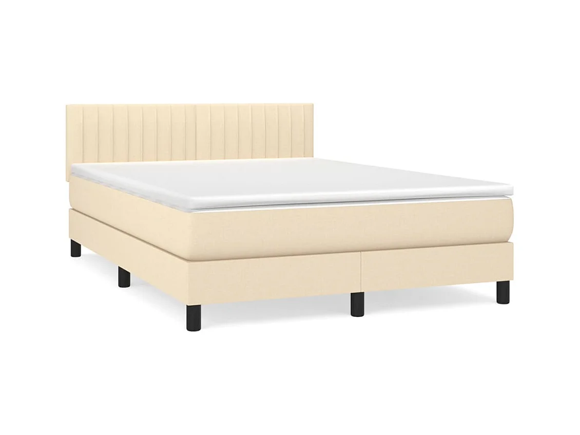Lit à sommier tapissier avec matelas Crème 140x200 Tissu 3