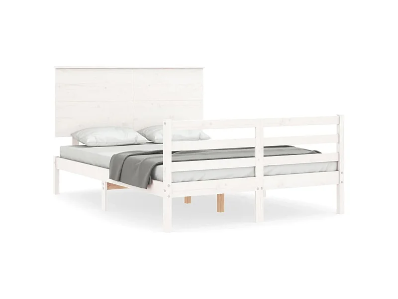 Cadre de lit avec tête de lit blanc 120x200 bois massif