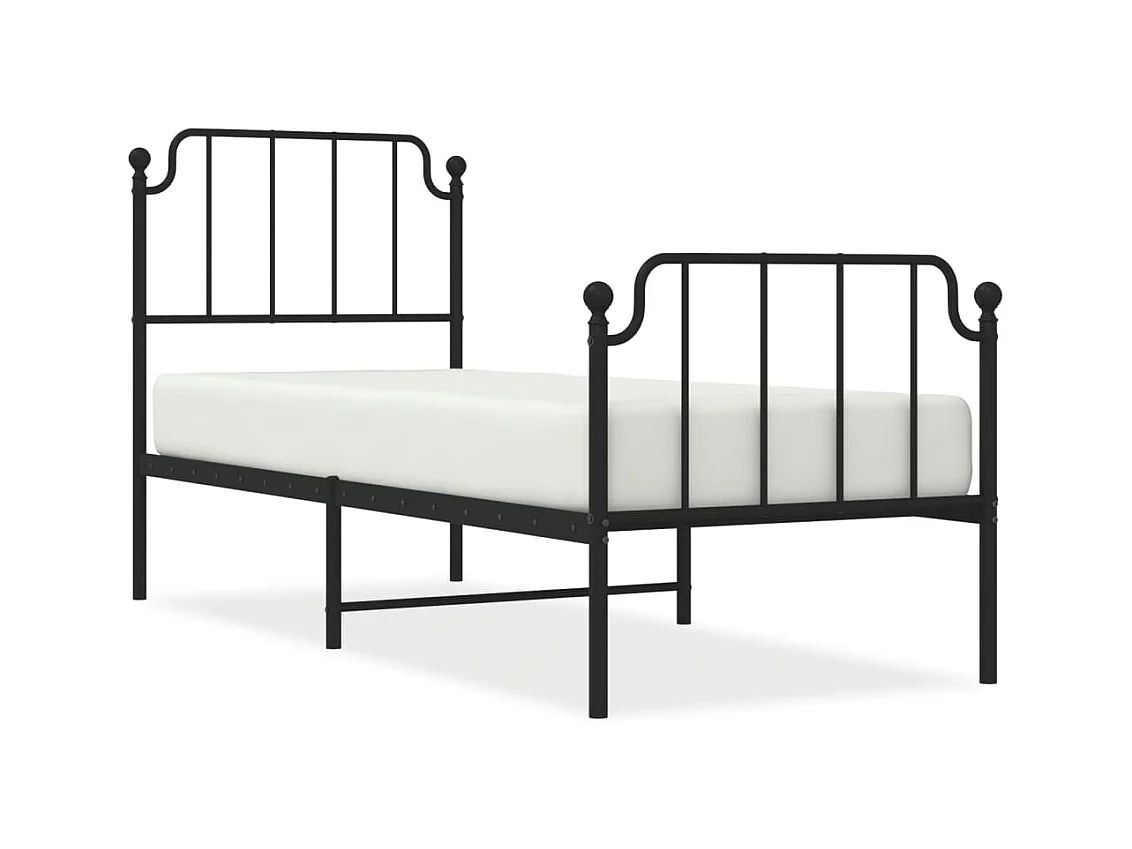 vidaXL Estructura de cama con cabecero y estribo metal negro 75x190 cm