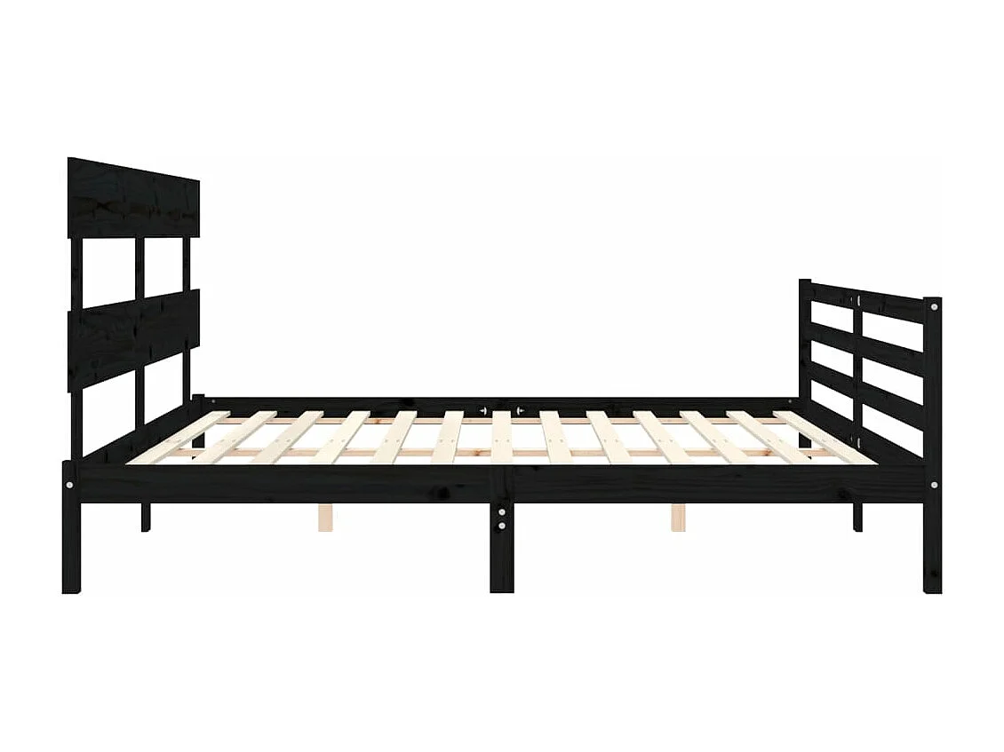 Cadre de lit avec tête de lit noir 200x200 bois massif
