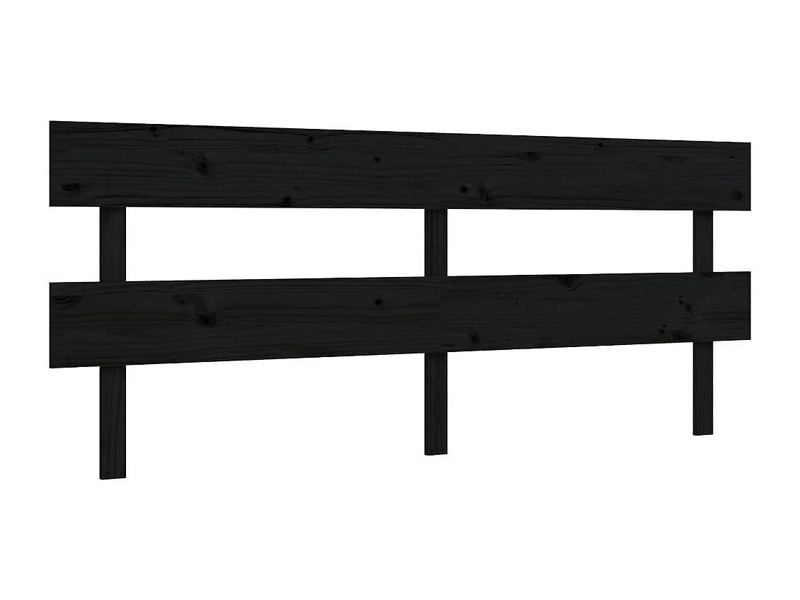 Cadre de lit avec tête de lit noir 200x200 bois massif