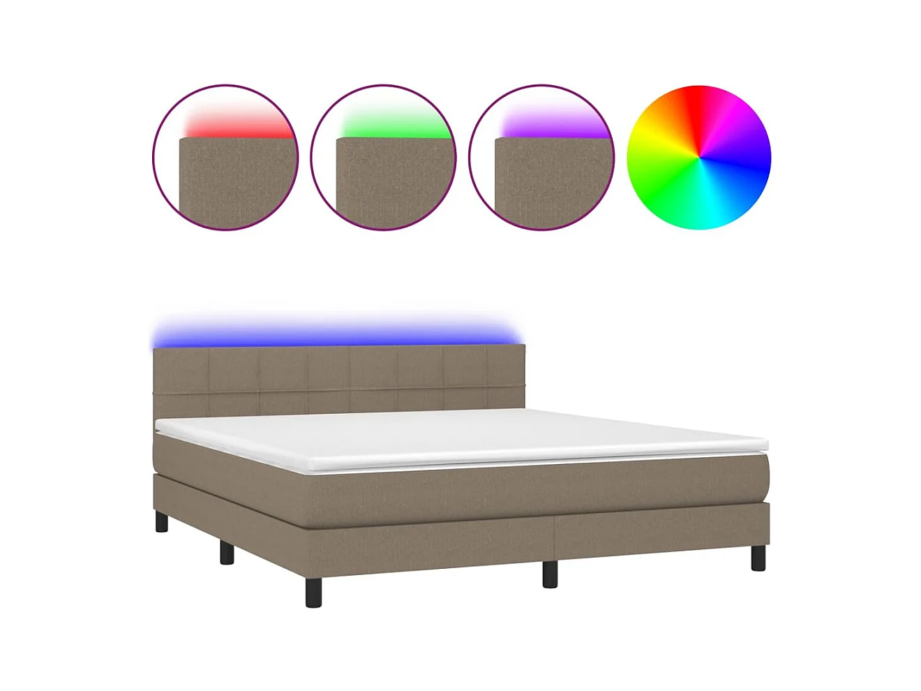 Sommier à lattes de lit avec matelas LED Taupe 160x200 Tissu