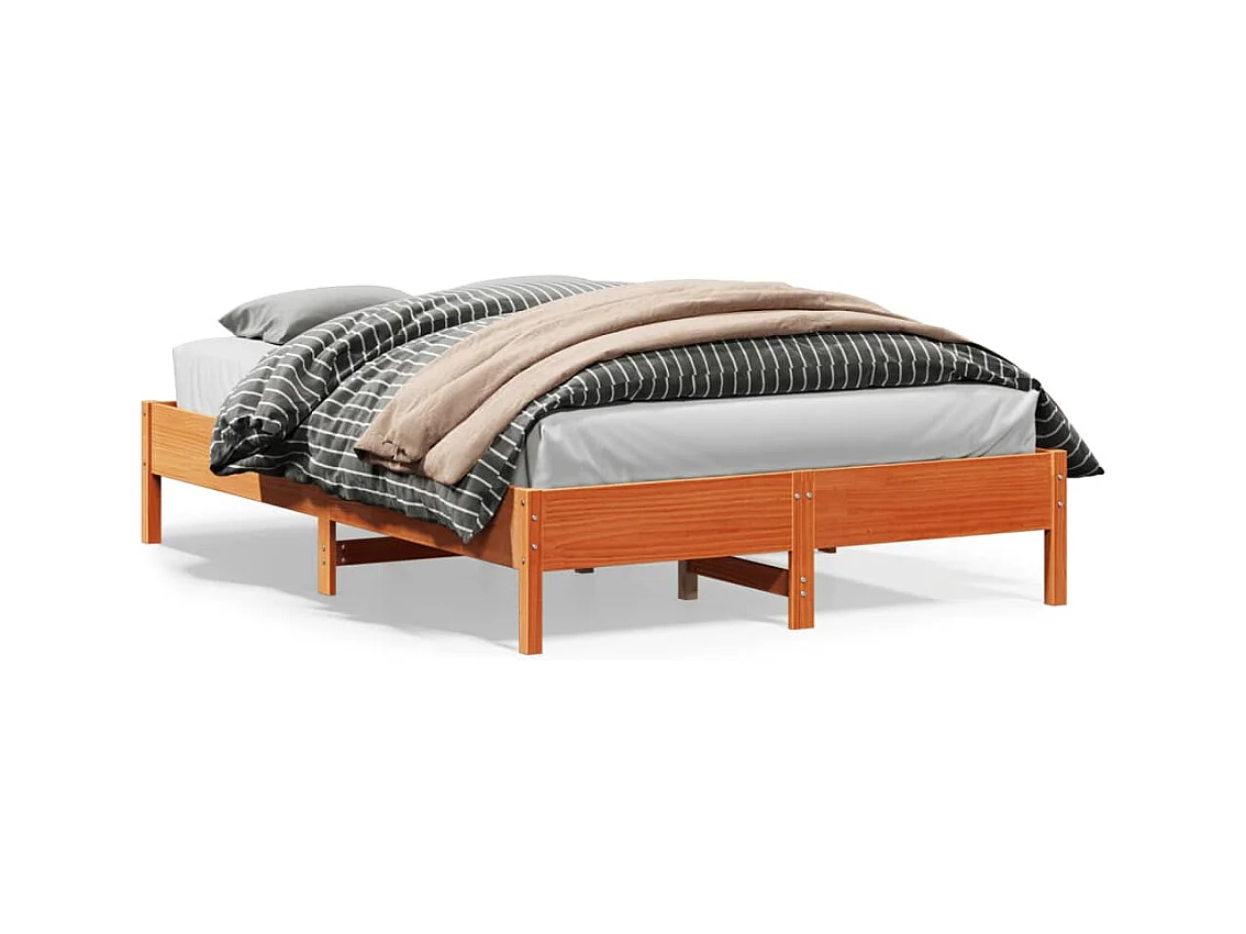 Cadre de lit cire marron 140x200 bois de pin massif