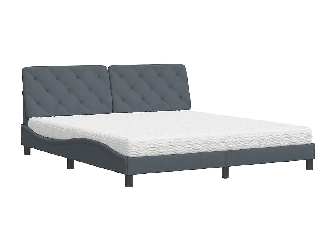 Lit avec matelas gris foncé 180x200 velours