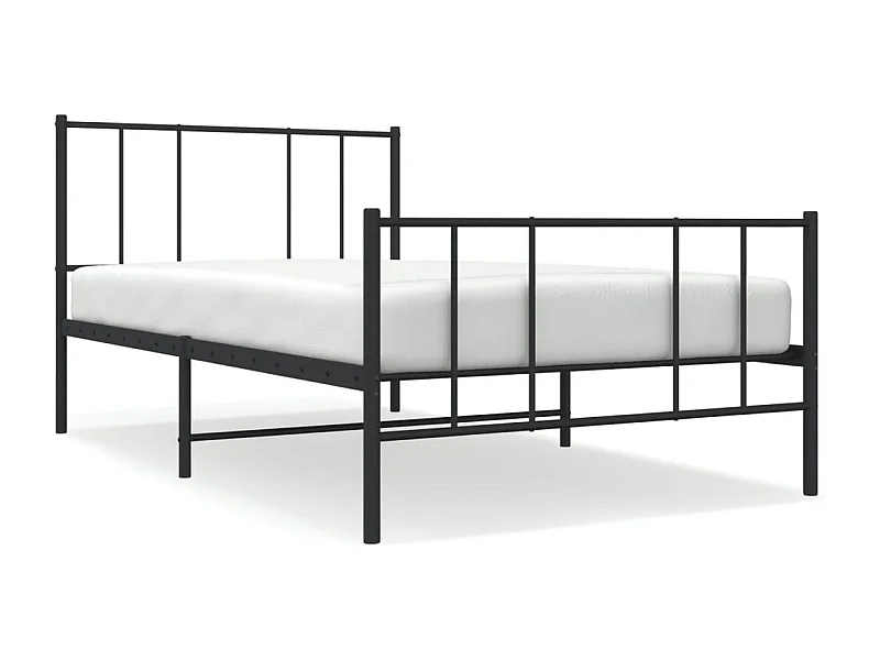 Cadre de lit métal avec tête de lit-pied de lit noir 90x200