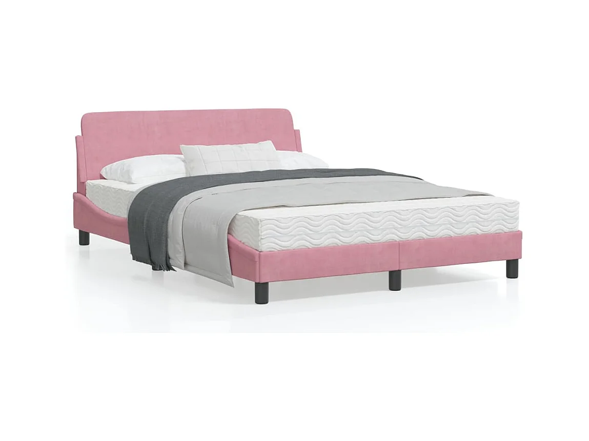 Cadre de lit avec tête de lit Rose 140x200 Velours