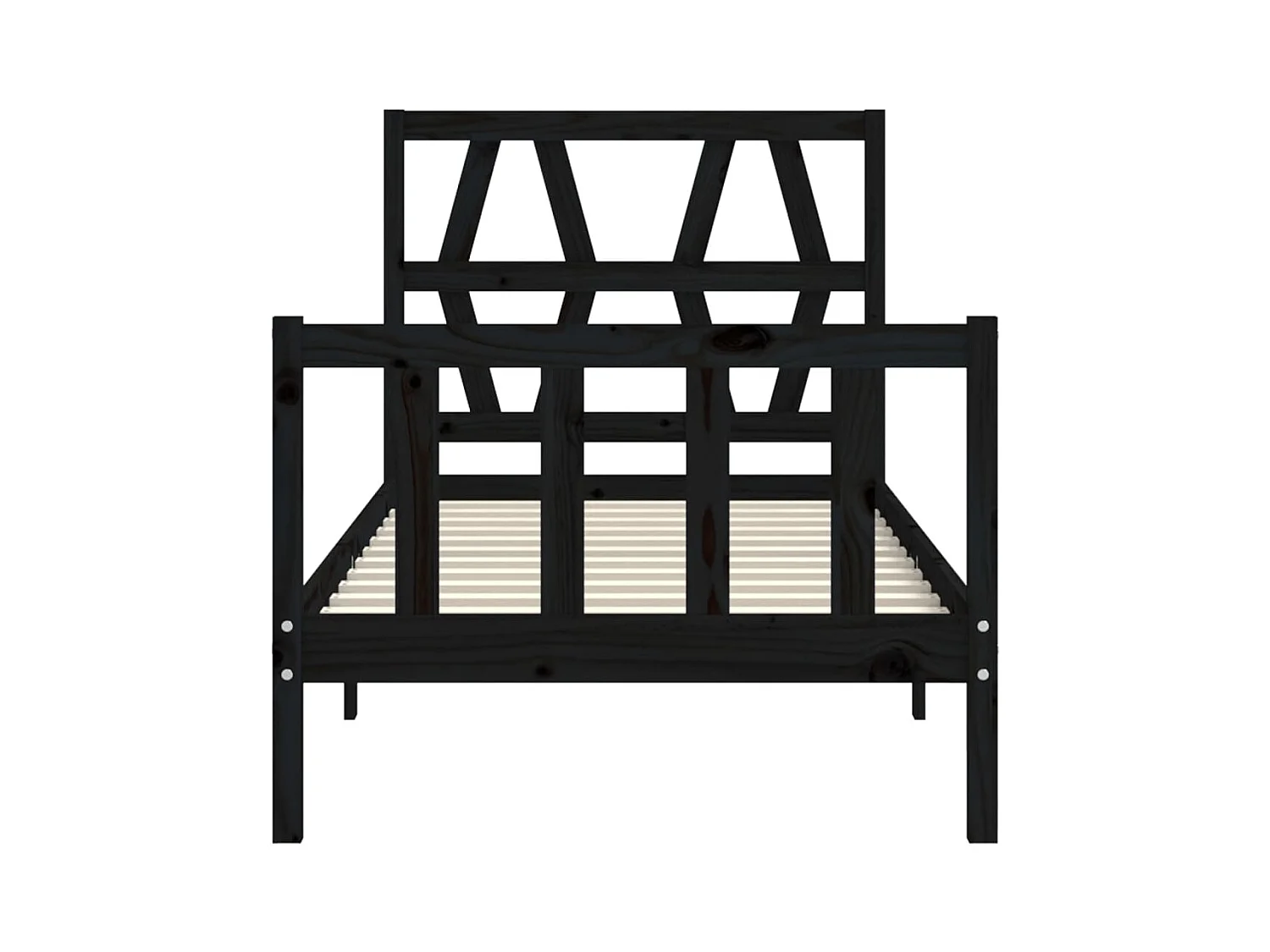 vidaXL Estructura de cama individual con cabecero madera maciza negro