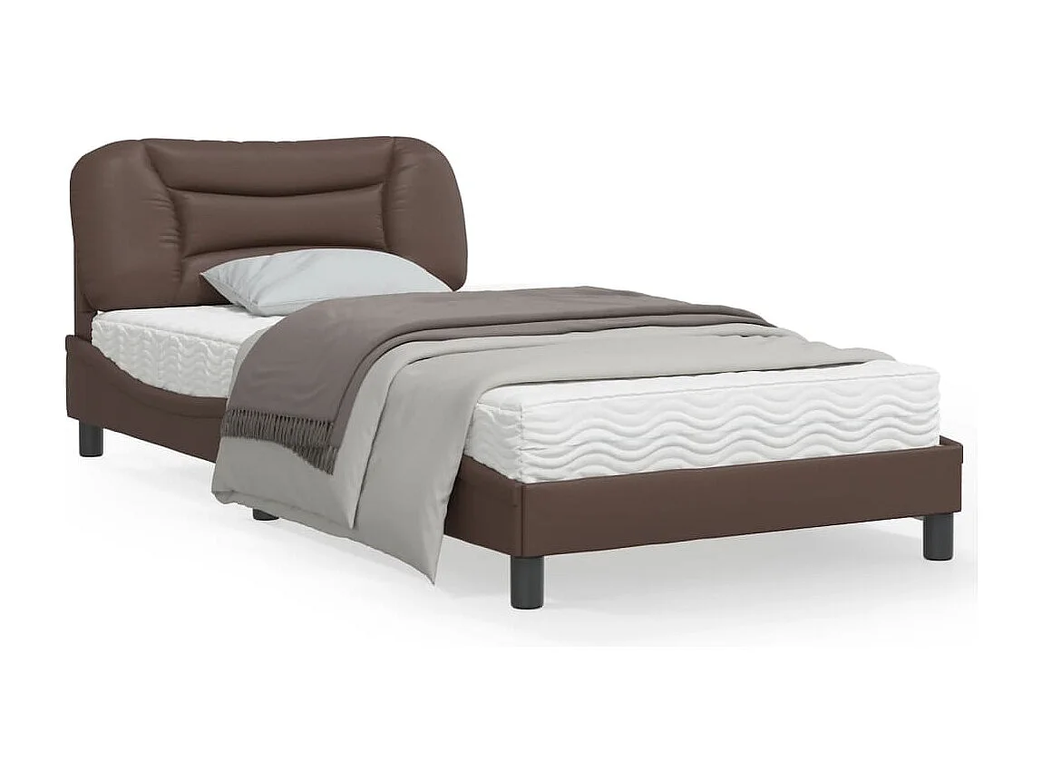 Cadre de lit avec lumières LED marron 100x200 similicuir