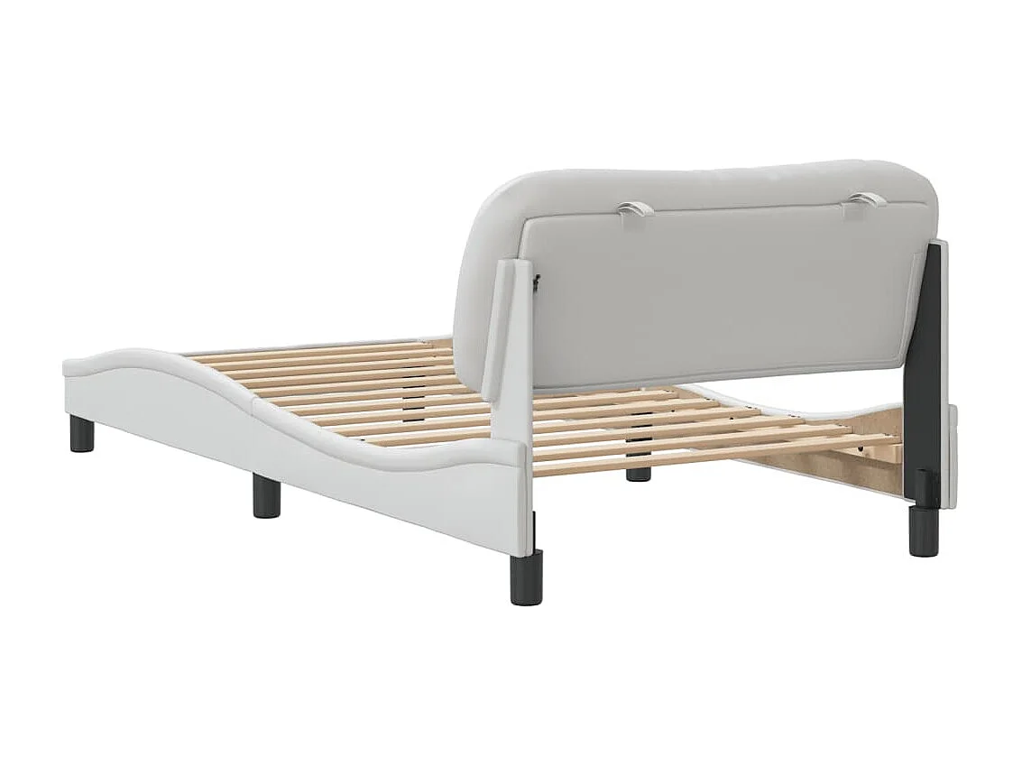 Cadre de lit avec tête de lit Blanc 100x200 Similicuir