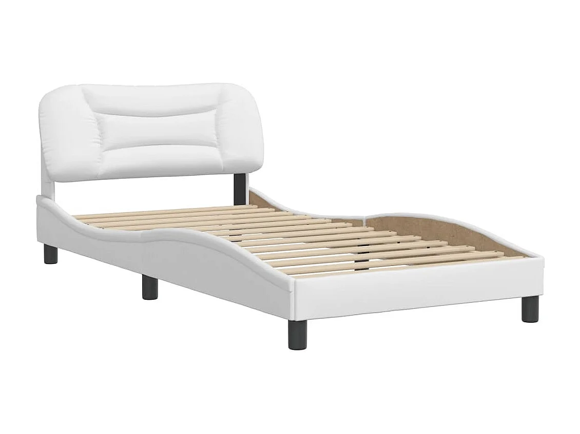 Cadre de lit avec tête de lit Blanc 100x200 Similicuir