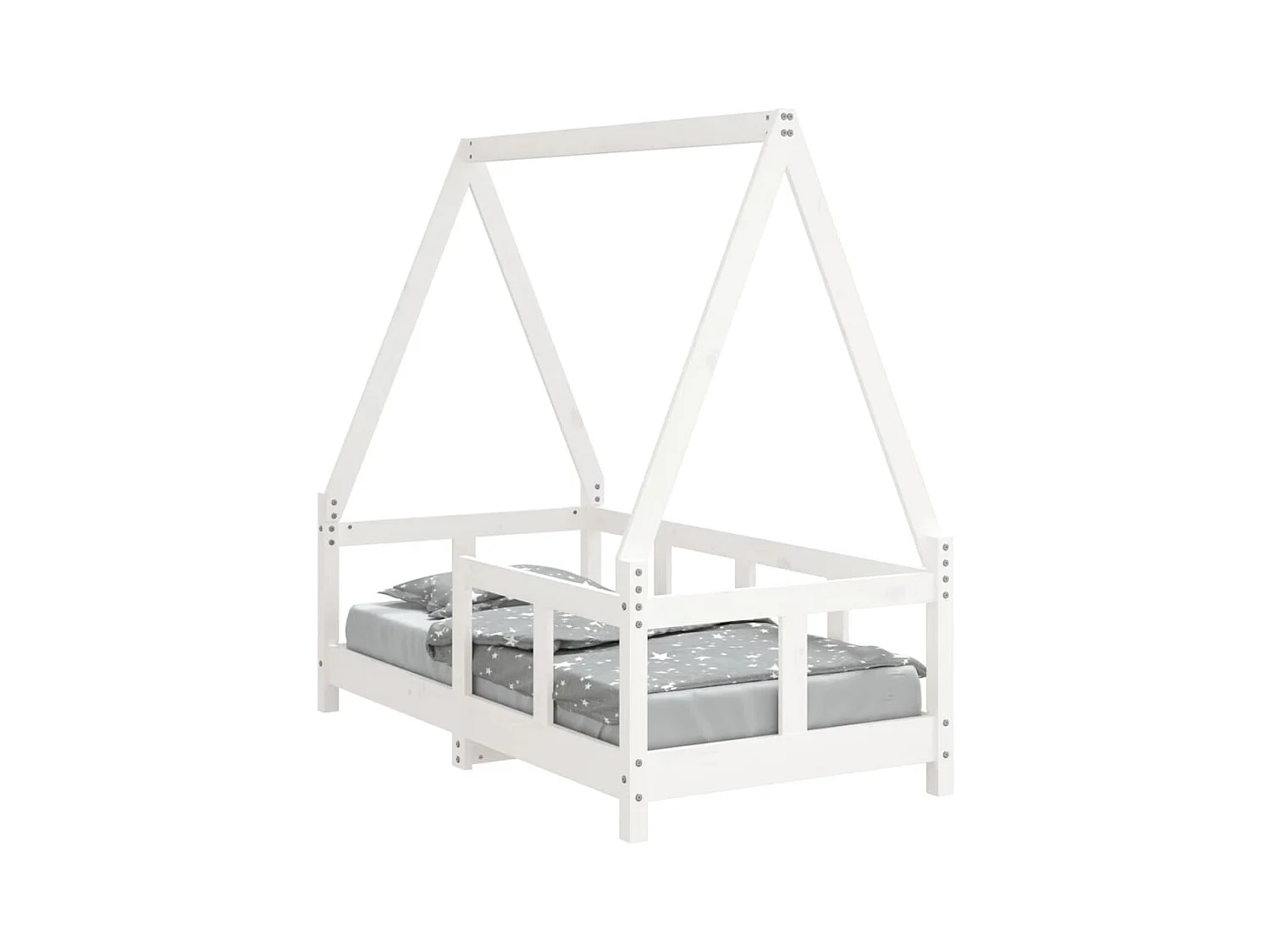 Cadre de lit pour enfant blanc 70x140 bois de pin massif