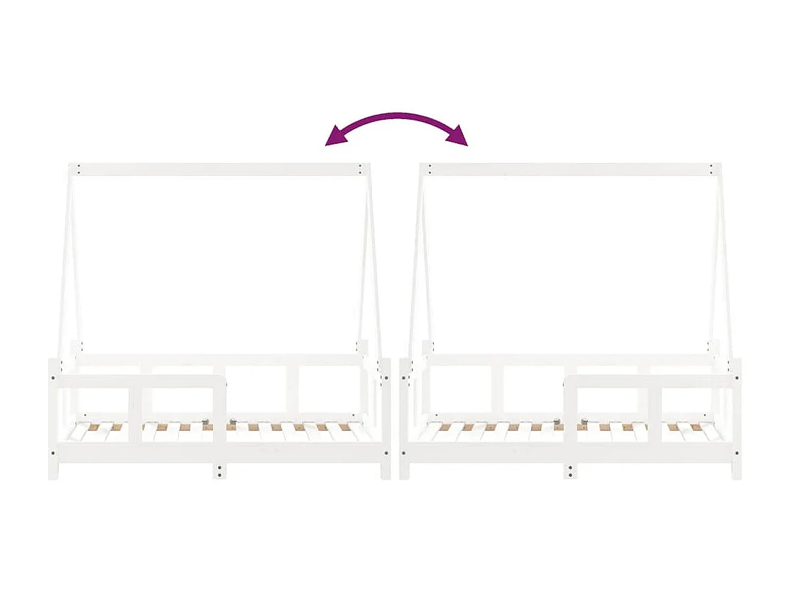 Cadre de lit pour enfant blanc 70x140 bois de pin massif