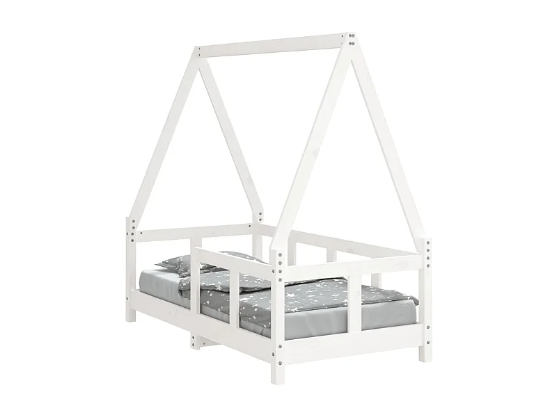 Cadre de lit pour enfant blanc 70x140 bois de pin massif