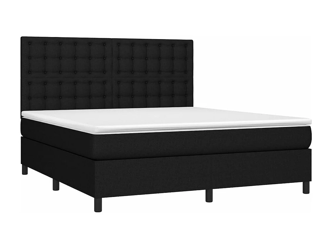Sommier à lattes de lit et matelas et LED Noir 180x200 Tissu